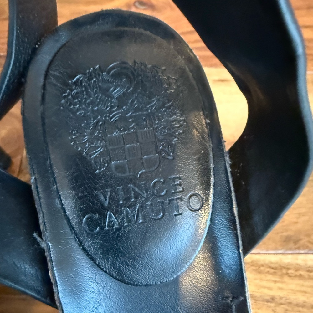 Vince Camuto Black Sandals with Embossed Design
